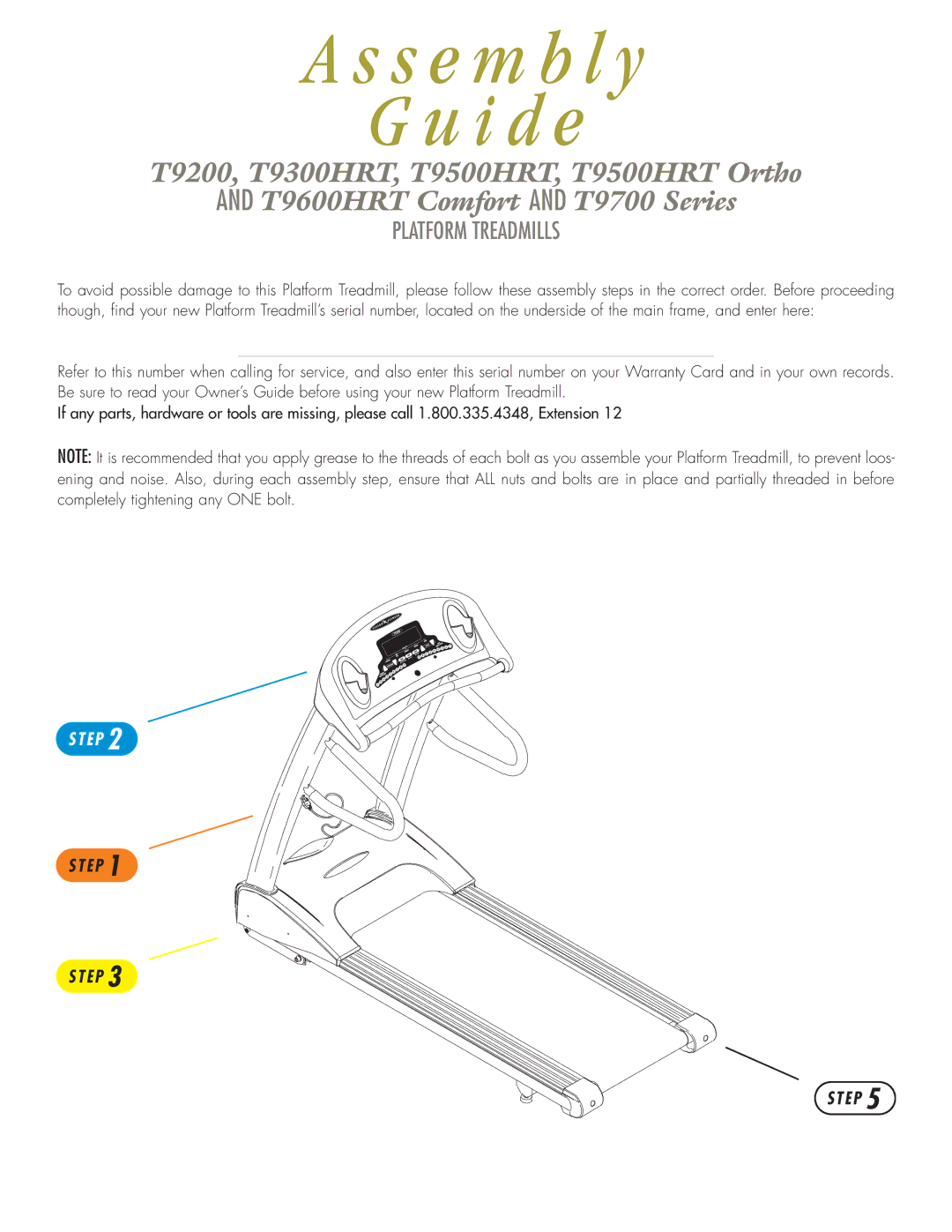 Vision Fitness T9600HRT Comfort, T9700 Series, T9500HRT Ortho, T9500HRT Orbo, T9300HRT manual S e m b l y I d e 