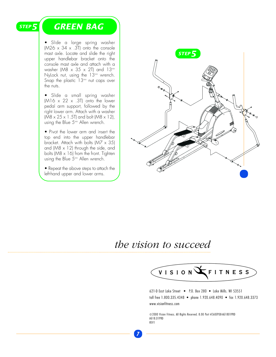 Vision Fitness X6200HRC/DA manual Vision to succeed 