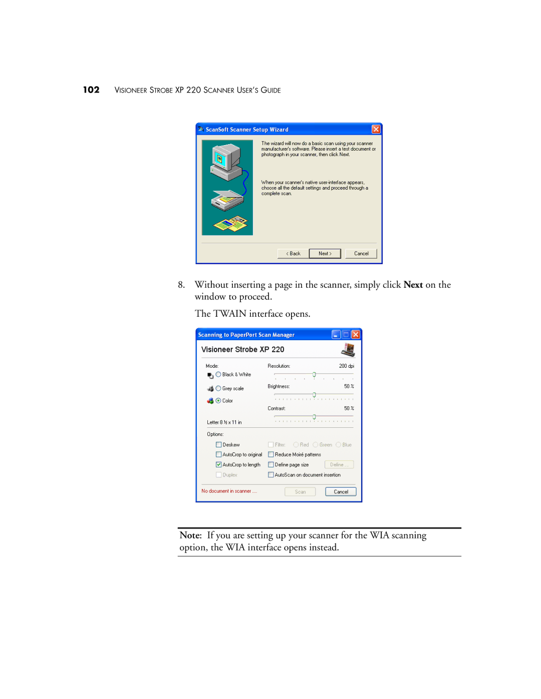 Visioneer manual Visioneer Strobe XP 220 Scanner USER’S Guide 