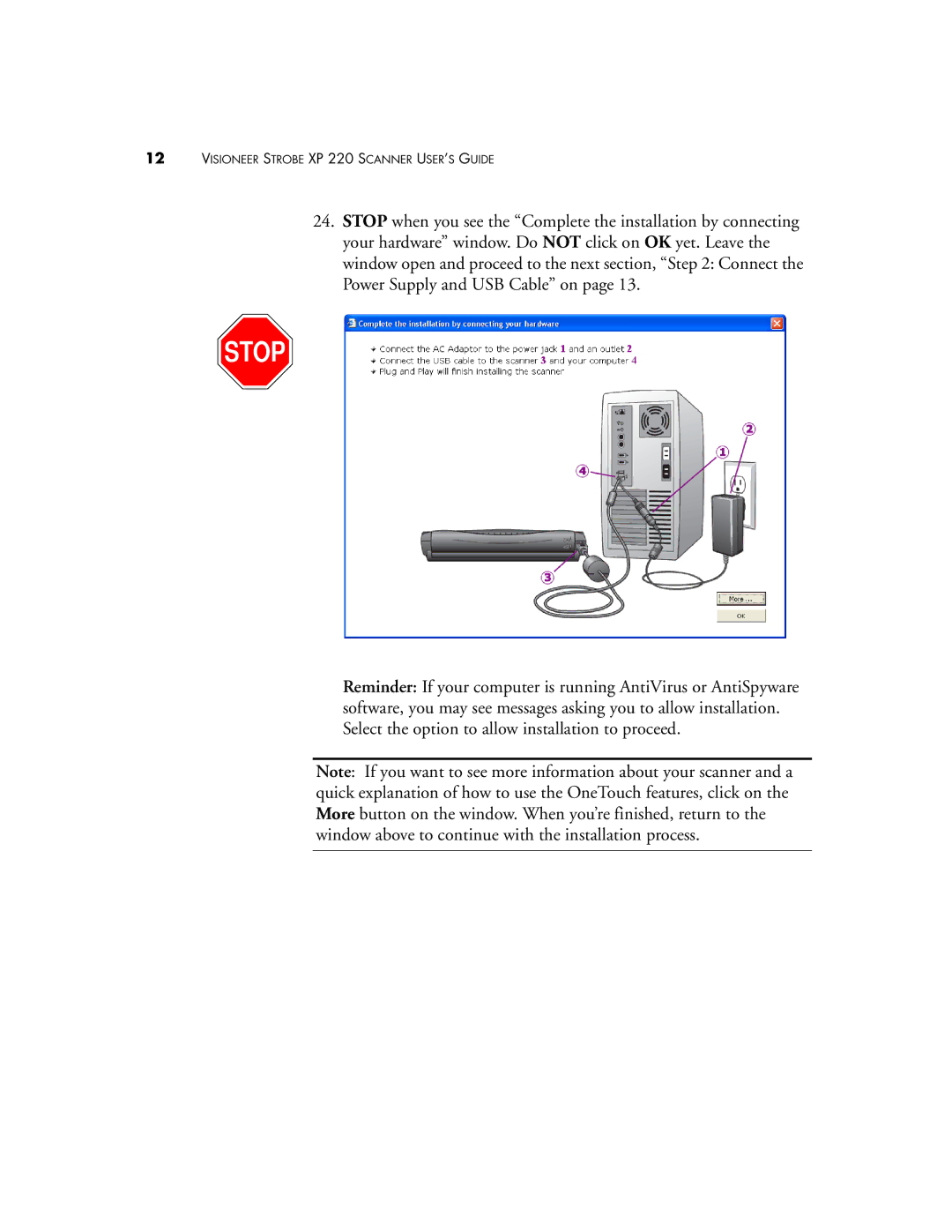 Visioneer manual Visioneer Strobe XP 220 Scanner USER’S Guide 