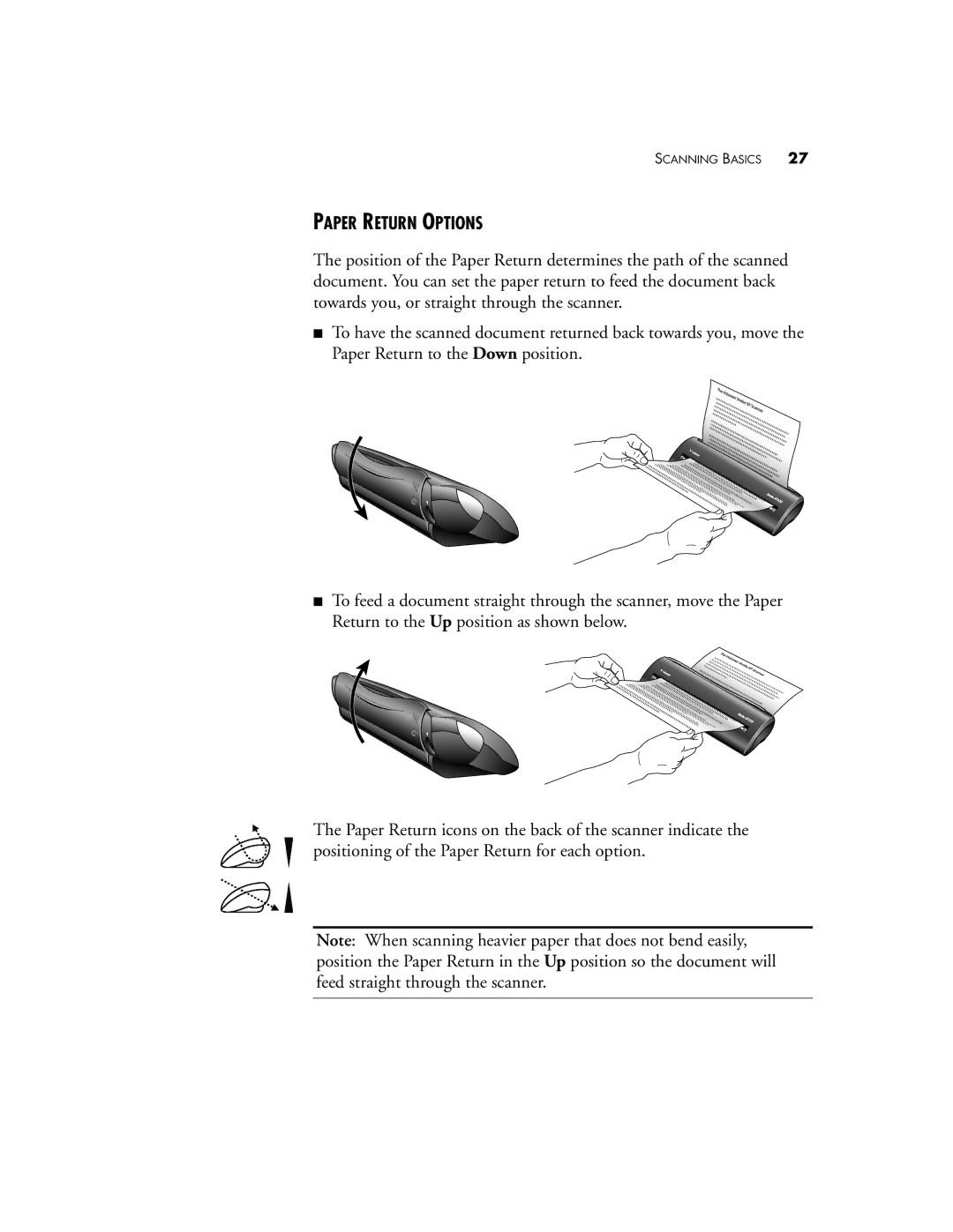 Visioneer 220 manual Paper Return Options 