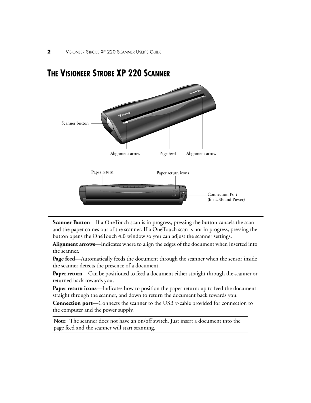 Visioneer manual Visioneer Strobe XP 220 Scanner 