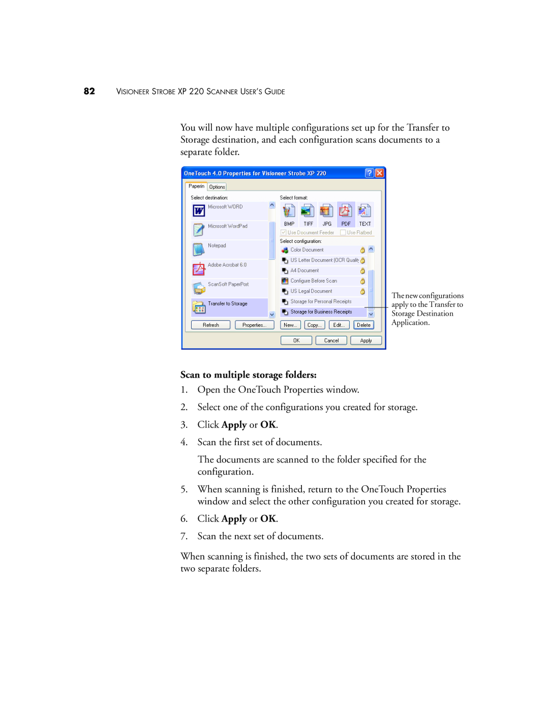 Visioneer 220 manual Scan to multiple storage folders 