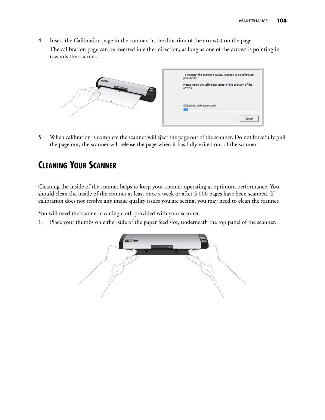 Visioneer 400 manual Cleaning Your Scanner 