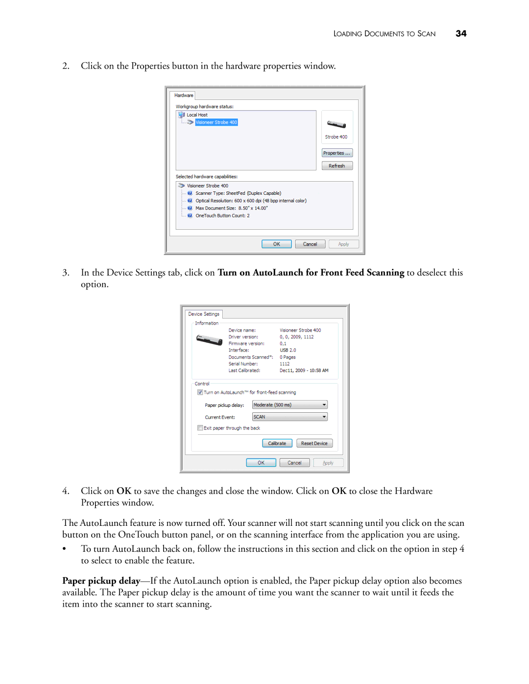 Visioneer 400 manual Loading Documents to Scan 