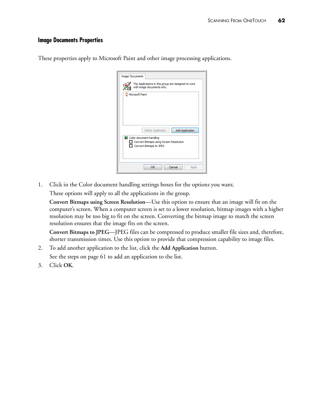 Visioneer 400 manual Image Documents Properties 