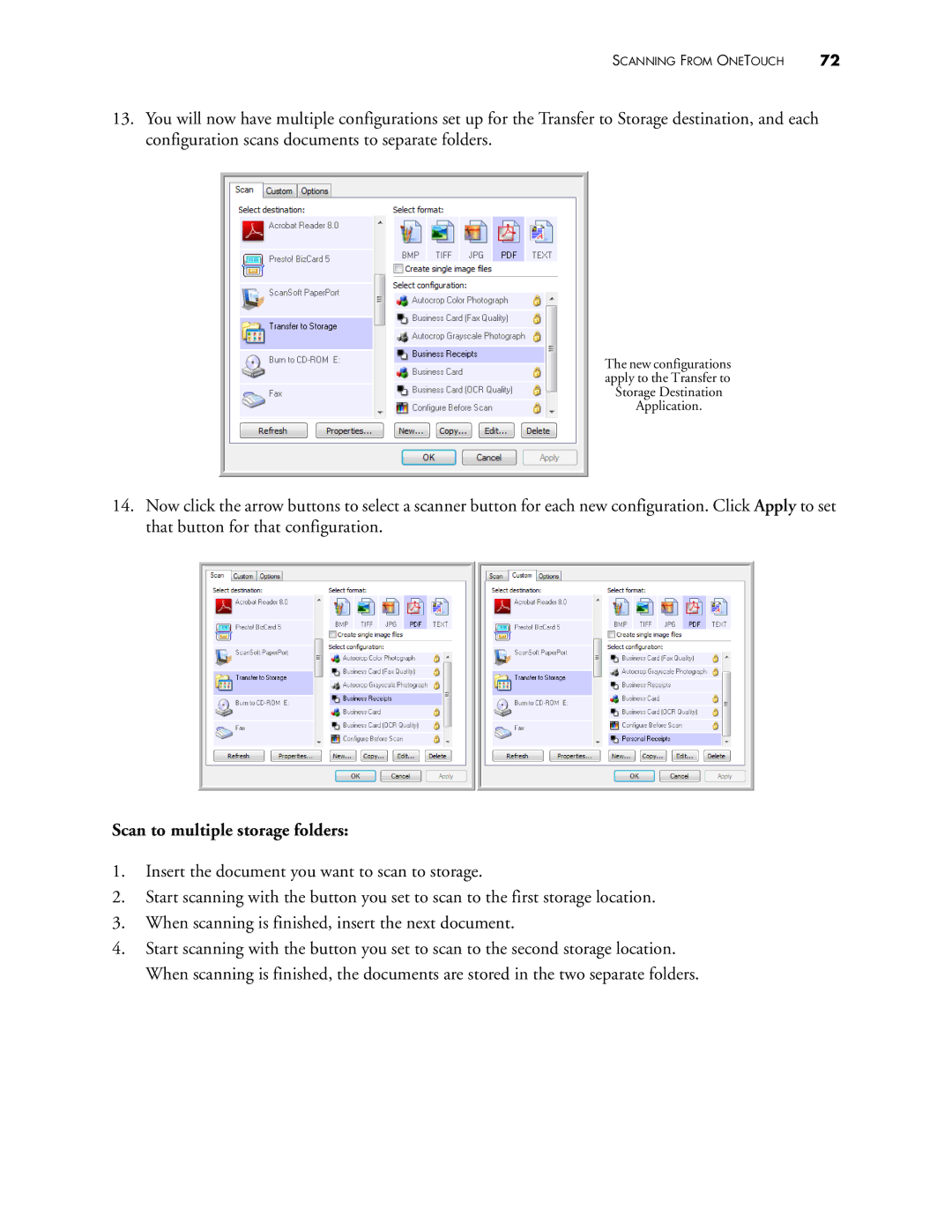 Visioneer 400 manual Scan to multiple storage folders 