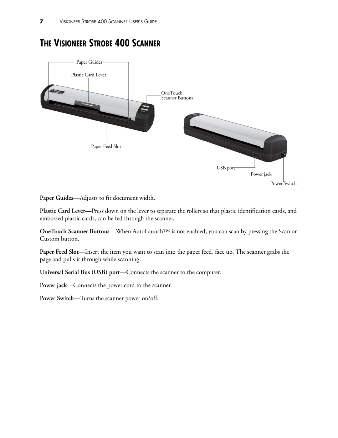 Visioneer manual Visioneer Strobe 400 Scanner 