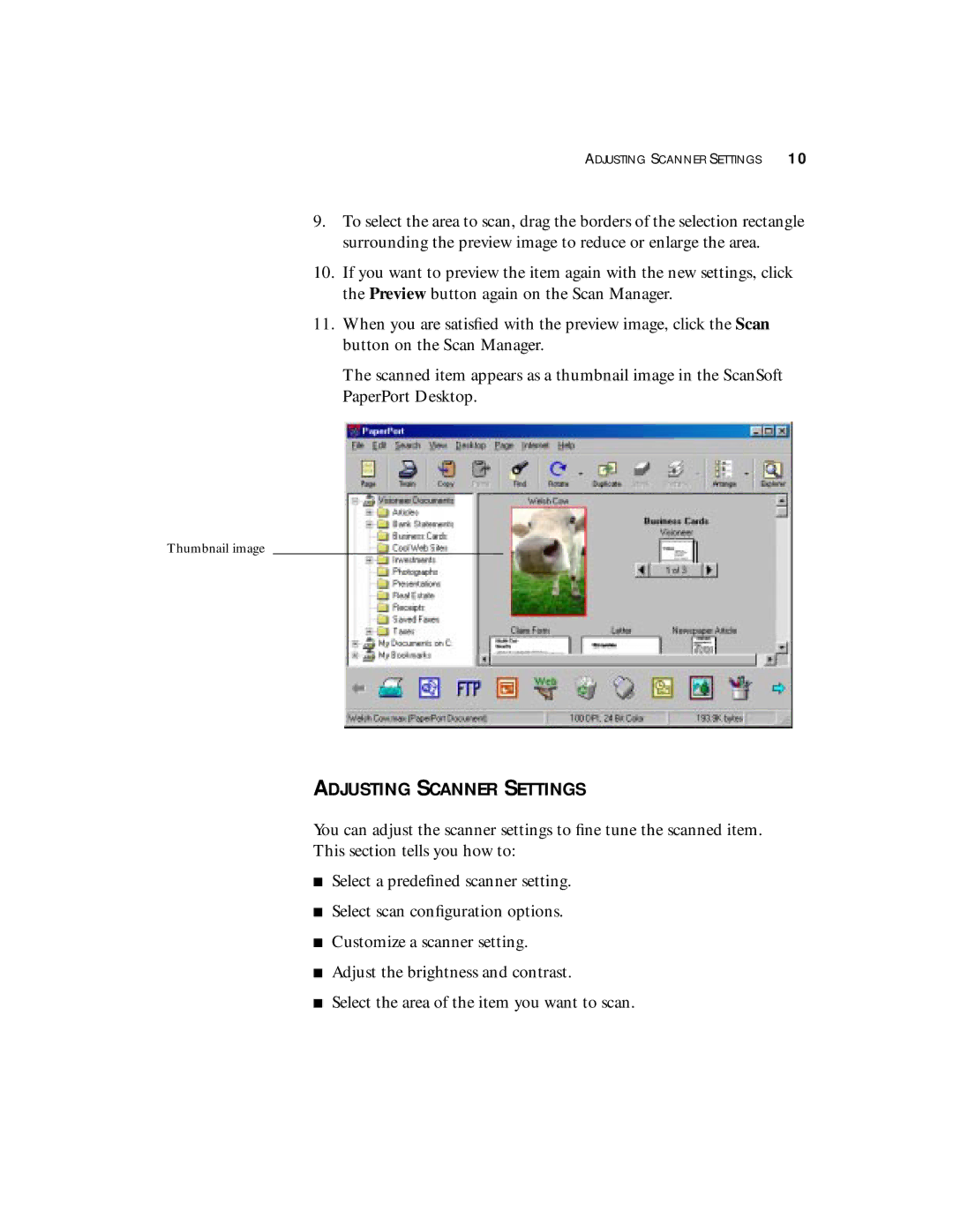 Visioneer 4400 manual Adjusting Scanner Settings 