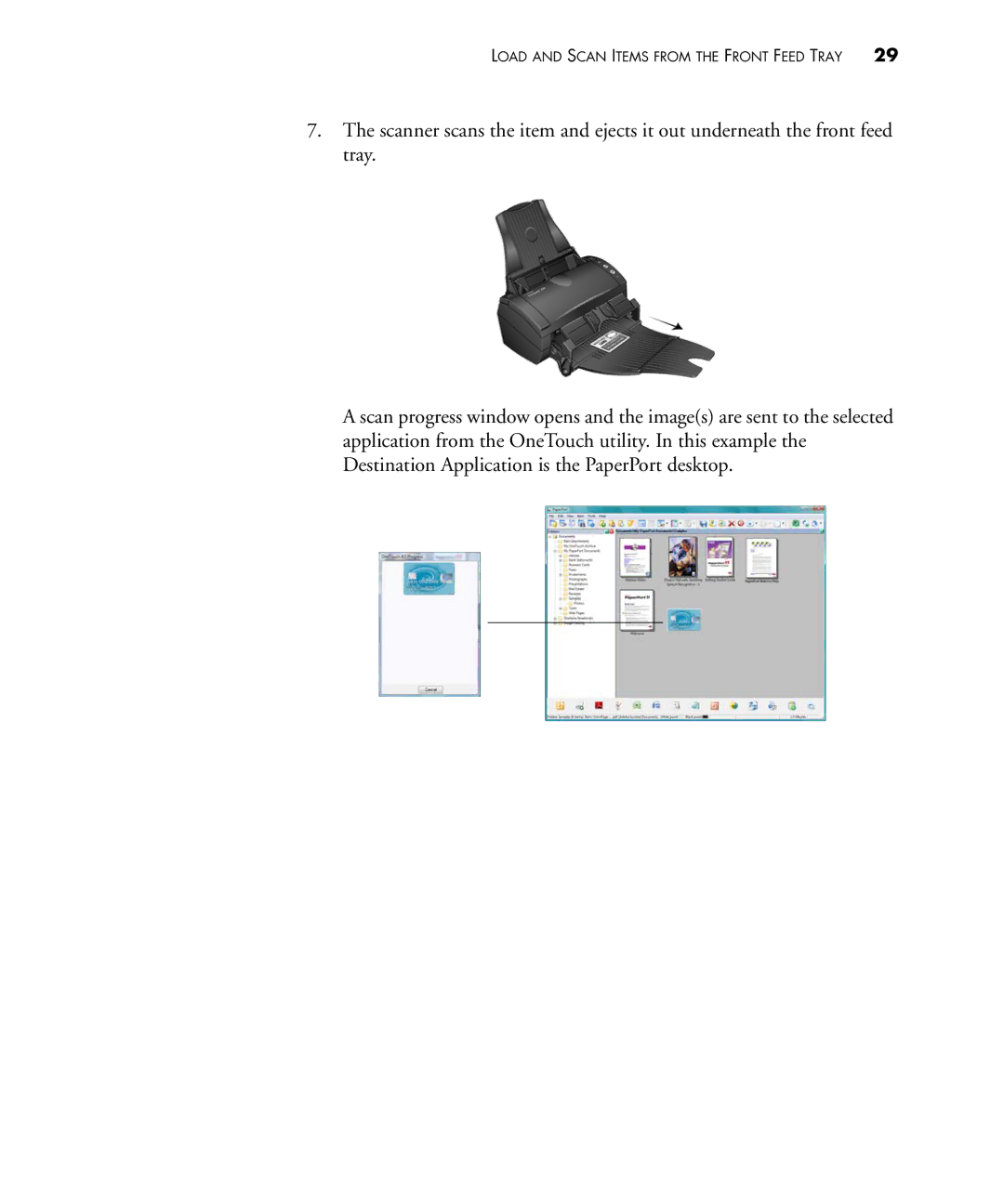 Visioneer 480 manual Load and Scan Items from the Front Feed Tray 