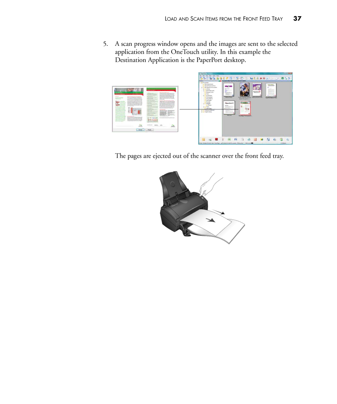 Visioneer 480 manual Load and Scan Items from the Front Feed Tray 