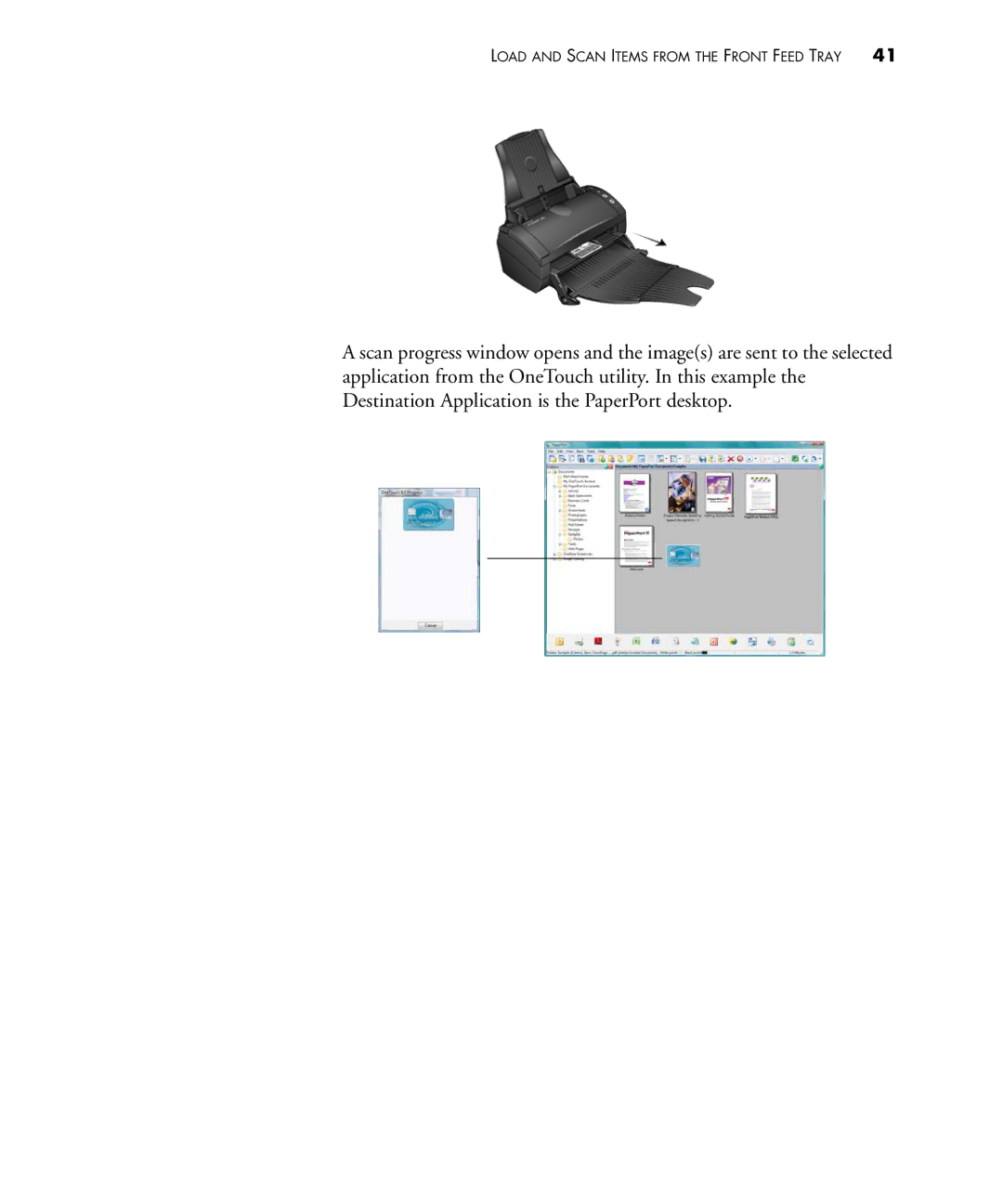 Visioneer 480 manual Load and Scan Items from the Front Feed Tray 