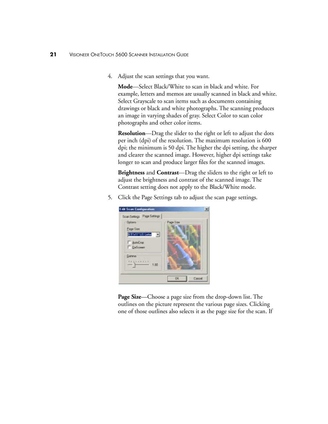 Visioneer manual Visioneer Onetouch 5600 Scanner Installation Guide 