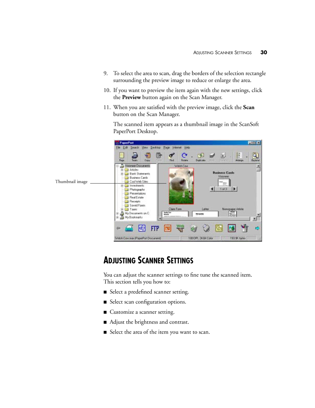 Visioneer 5600 manual Adjusting Scanner Settings 