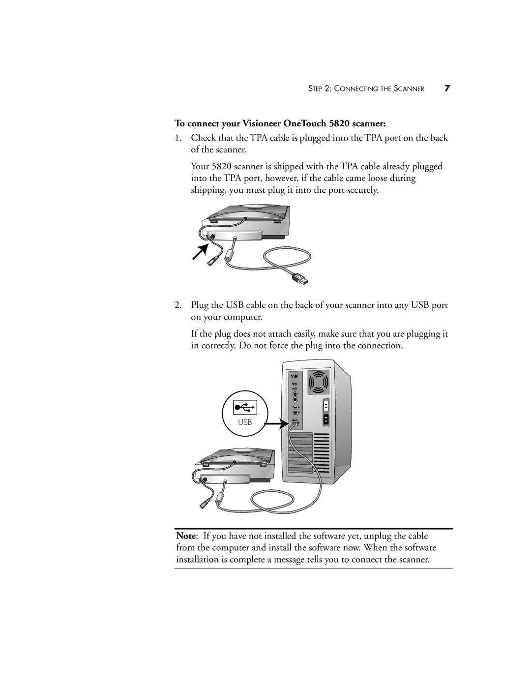 Visioneer manual To connect your Visioneer OneTouch 5820 scanner 