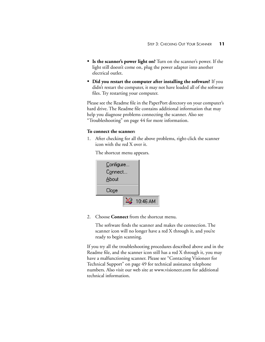 Visioneer 5820 manual To connect the scanner 