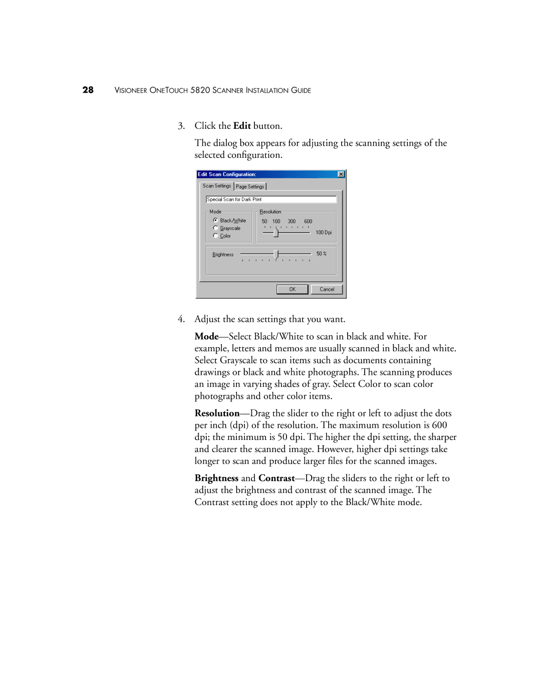 Visioneer manual Visioneer Onetouch 5820 Scanner Installation Guide 