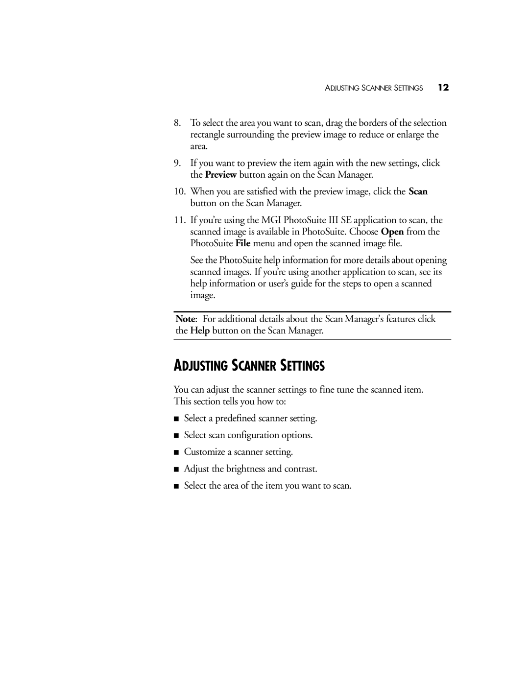 Visioneer 6142 manual Adjusting Scanner Settings 