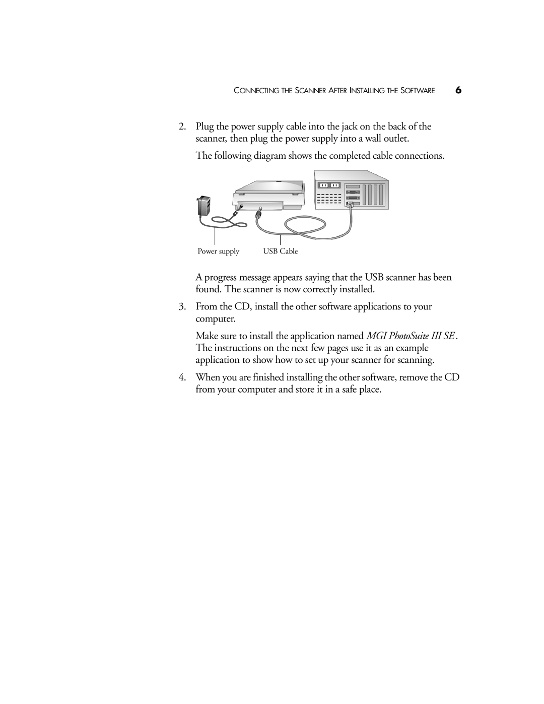 Visioneer 6142 manual USB Cable 