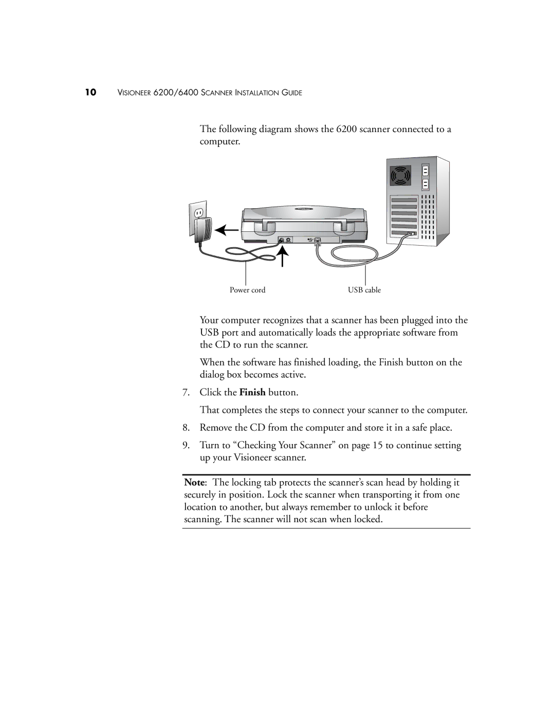 Visioneer 6400, 6200 manual Power cord 