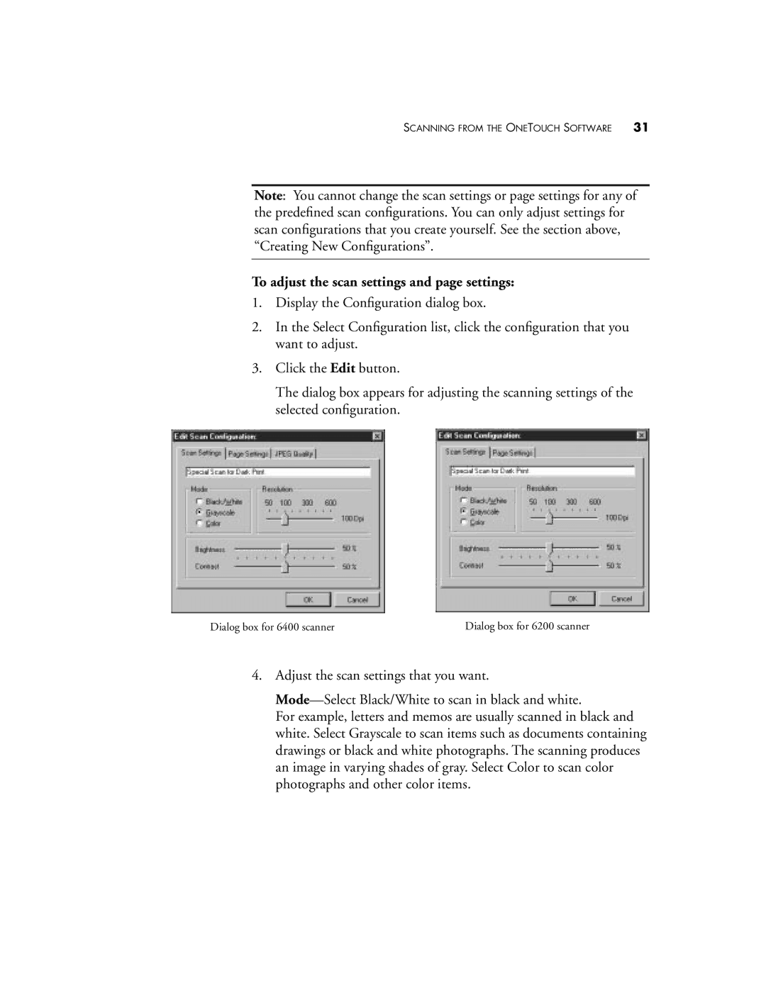 Visioneer 6200, 6400 manual To adjust the scan settings and page settings 