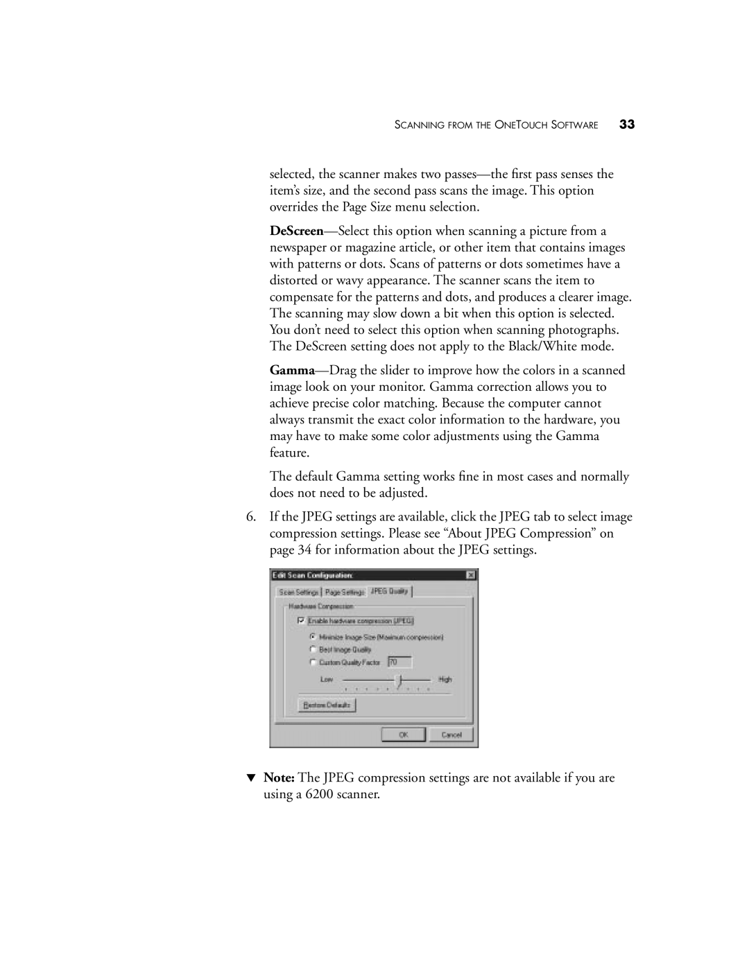 Visioneer 6200, 6400 manual Scanning from the ONE Touch Software 