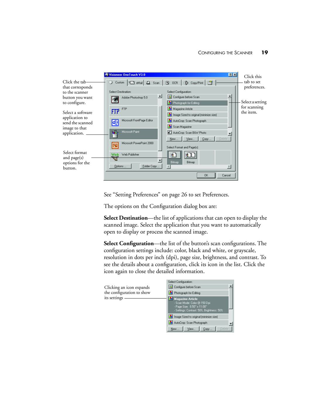 Visioneer 7100 manual See “Setting Preferences” on page 26 to set Preferences 