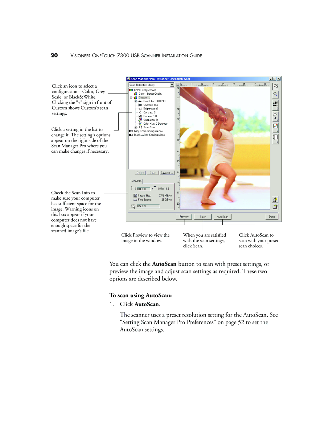 Visioneer 7300 manual To scan using AutoScan Click AutoScan 