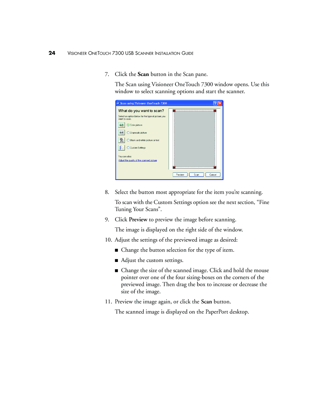 Visioneer manual Visioneer Onetouch 7300 USB Scanner Installation Guide 