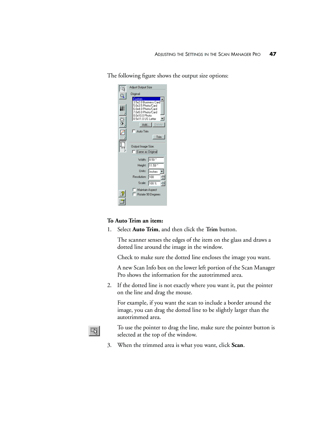 Visioneer 7300 manual To Auto Trim an item 