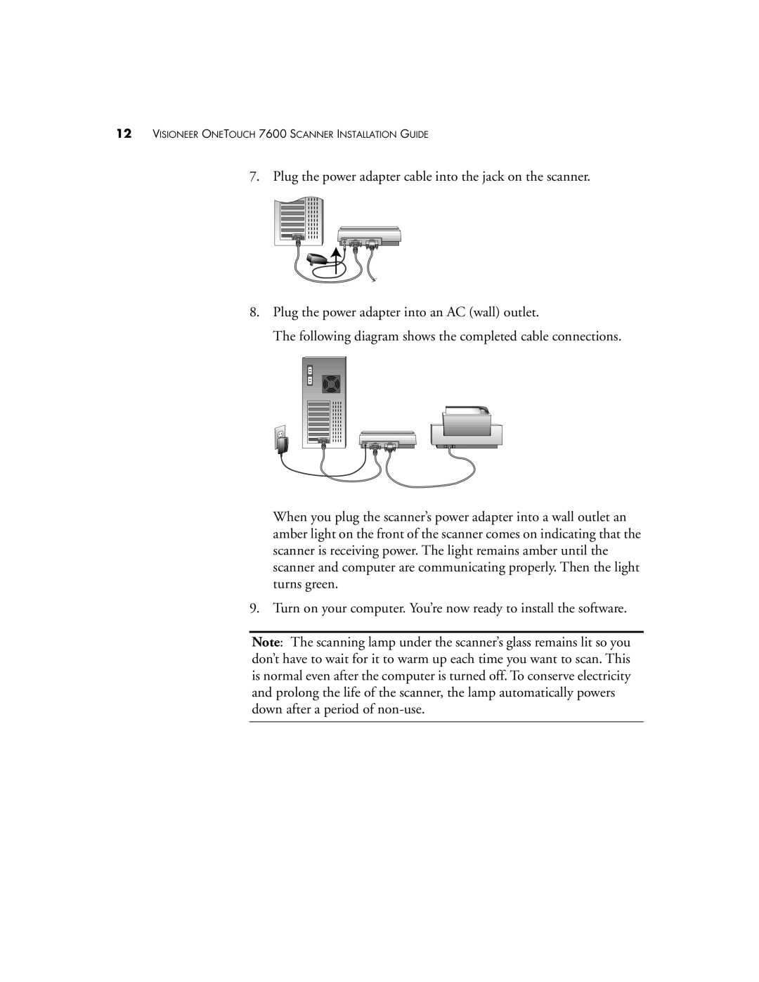 Visioneer 7600 SERIES manual Visioneer Onetouch 7600 Scanner Installation Guide 