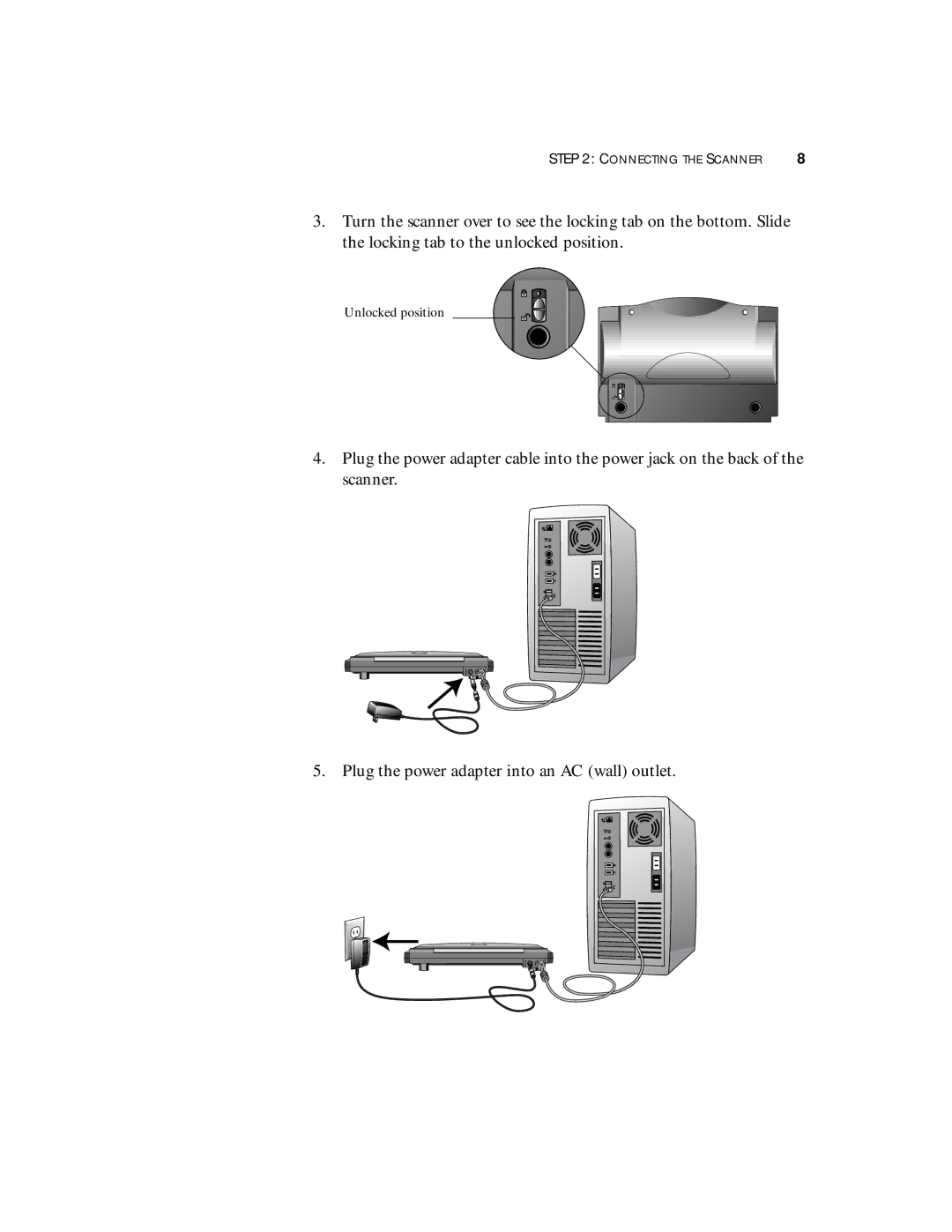 Visioneer 7700 manual Unlocked position 