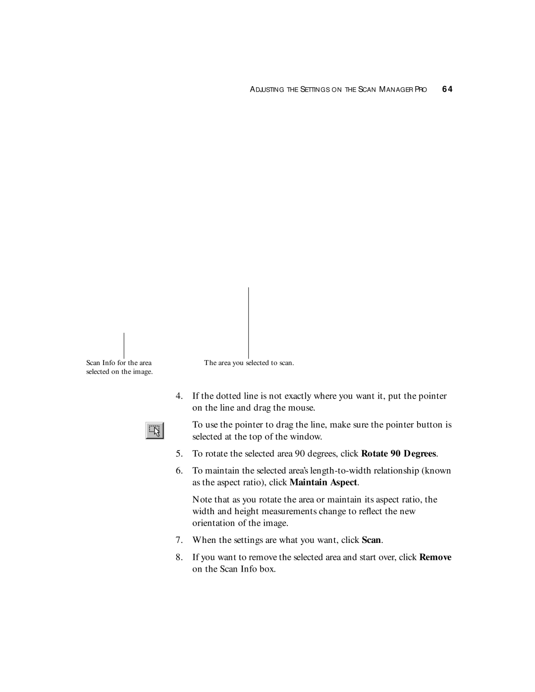 Visioneer 7700 manual Scan Info for the area selected on the image 