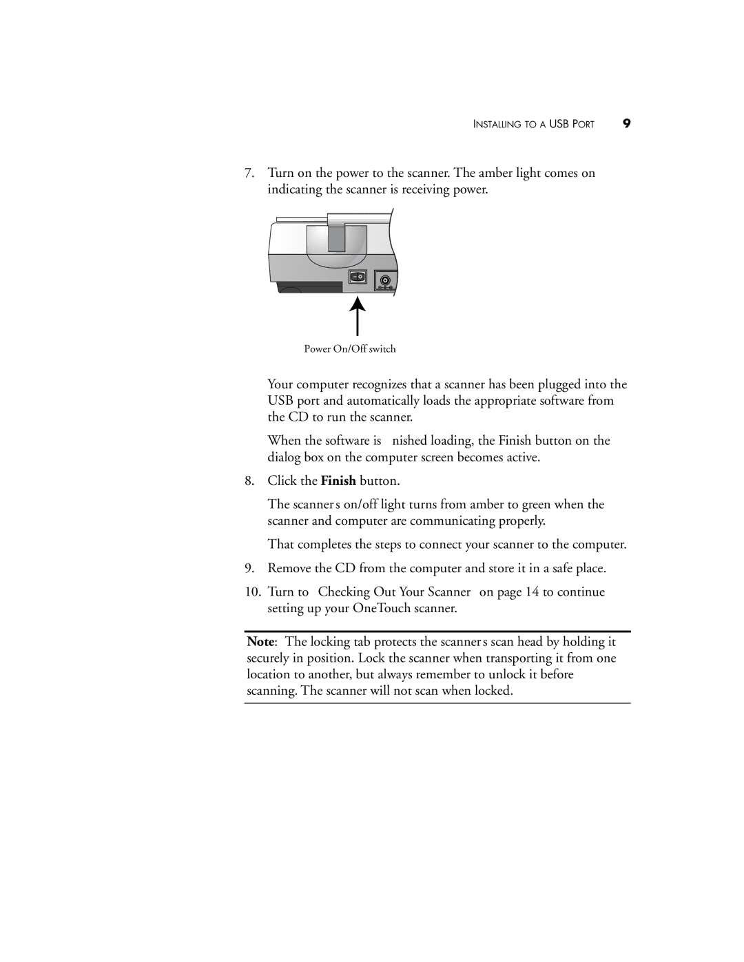 Visioneer 8100 manual Power On/Off switch 