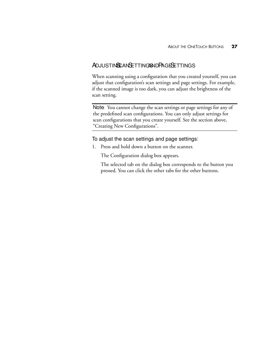 Visioneer 8100 manual Adjusting Scan Settings and page Settings, To adjust the scan settings and page settings 