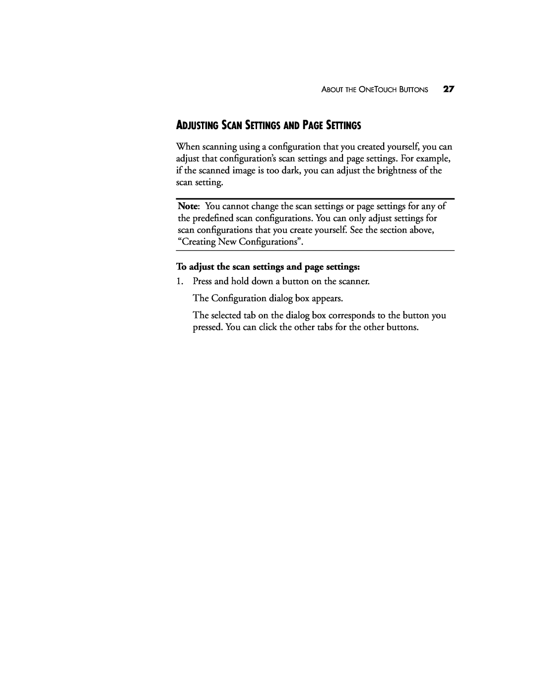 Visioneer 8100 manual Adjusting Scan Settings And Page Settings, To adjust the scan settings and page settings 