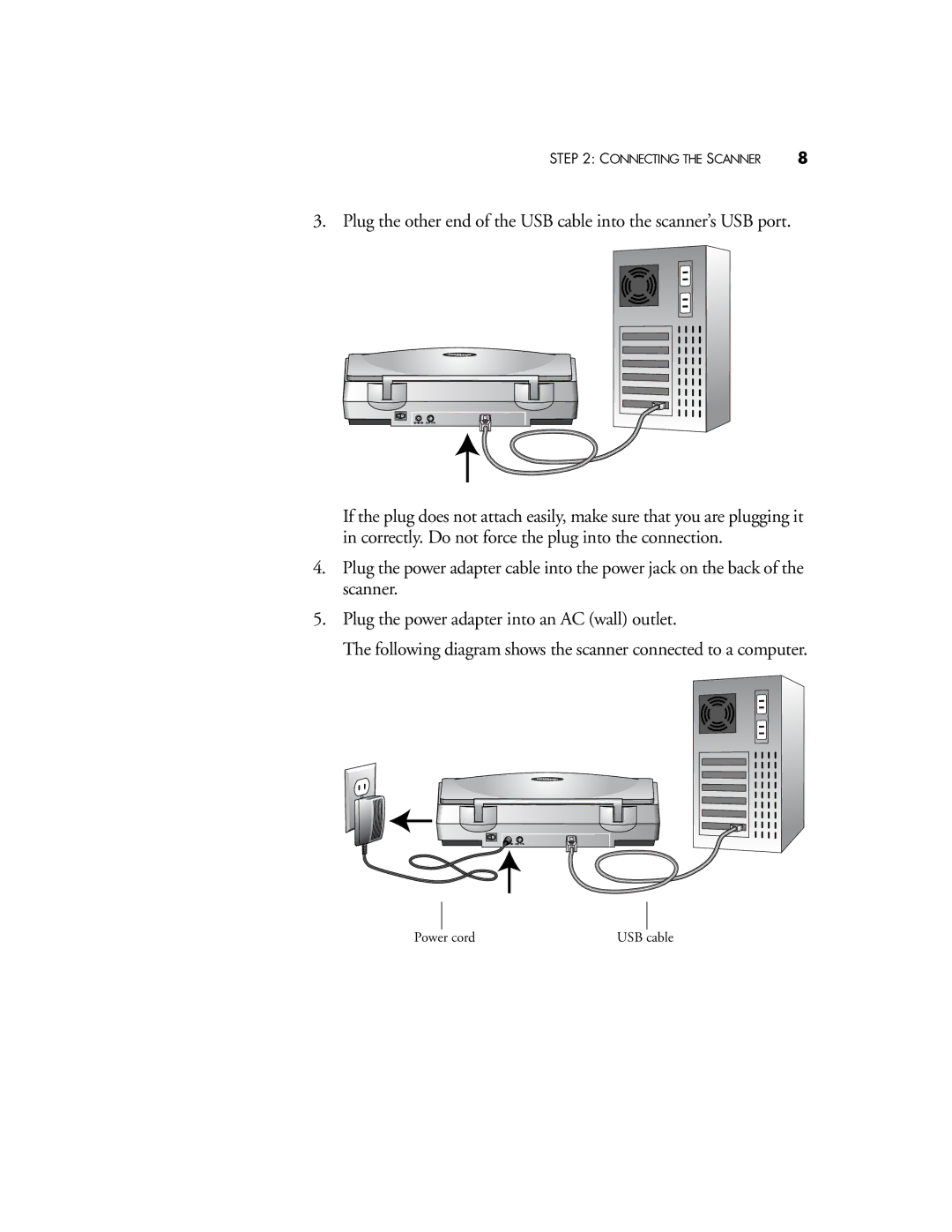 Visioneer 8700 manual Power cord 