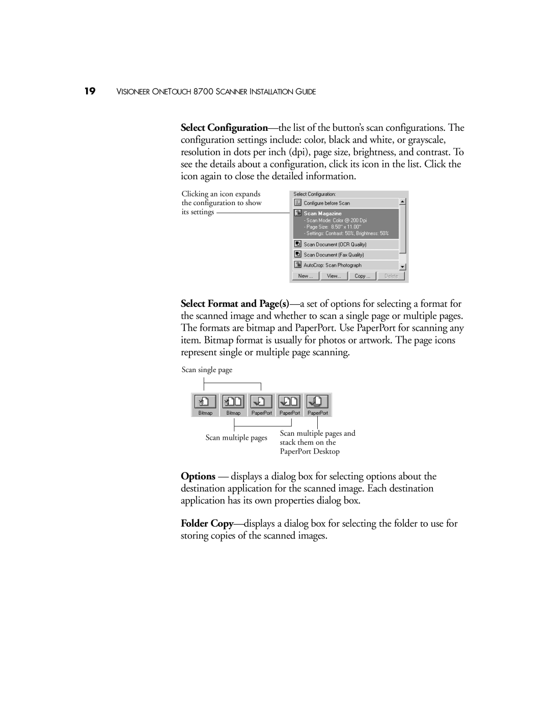 Visioneer 8700 manual Scan single Scan multiple pages 