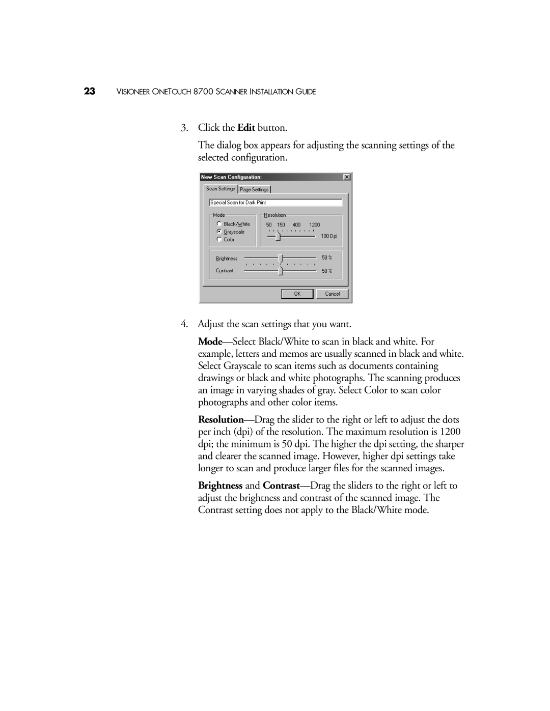 Visioneer manual Visioneer Onetouch 8700 Scanner Installation Guide 