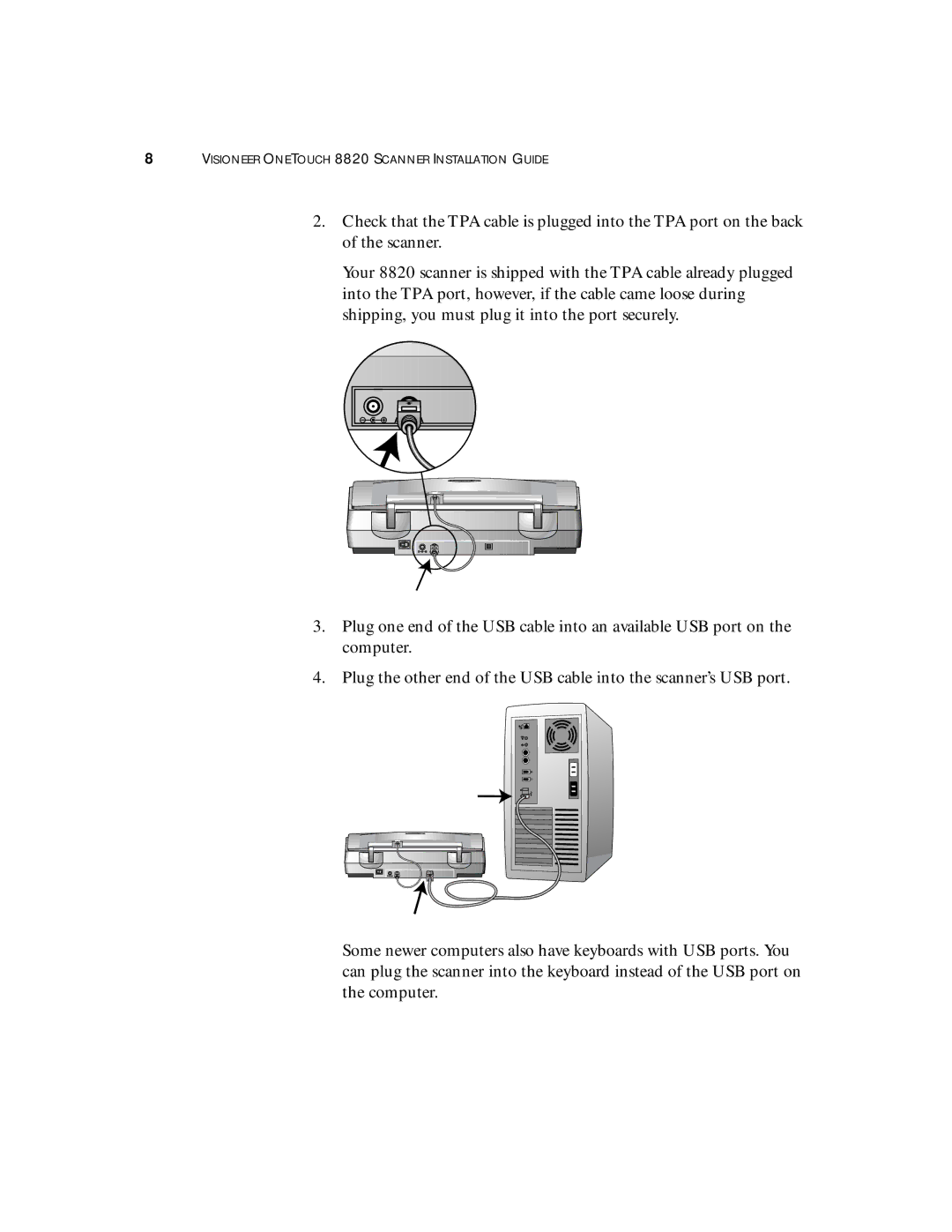 Visioneer manual Visioneer Onetouch 8820 Scanner Installation Guide 