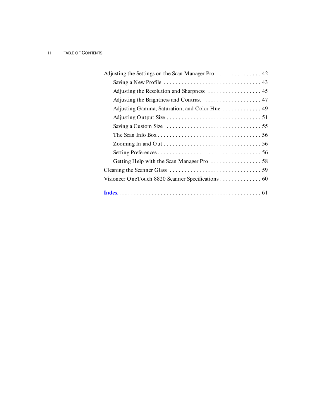 Visioneer manual Visioneer OneTouch 8820 Scanner Specifications 