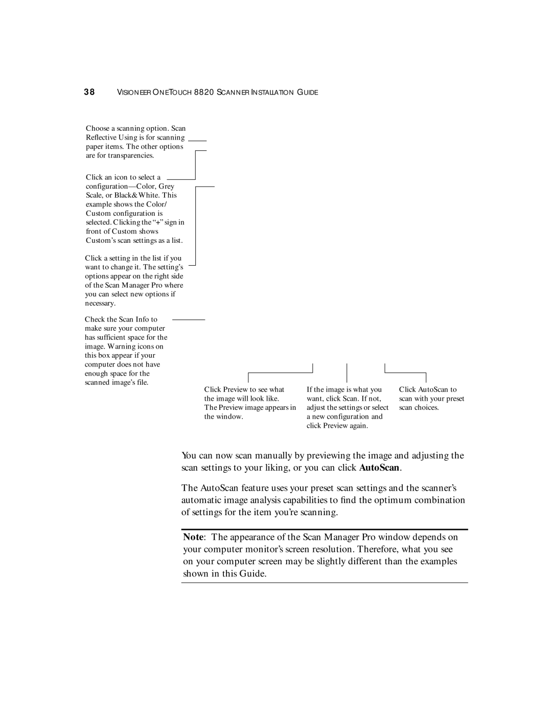 Visioneer 8820 manual Click AutoScan to scan with your preset scan choices 