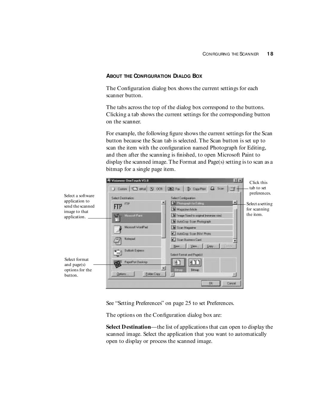 Visioneer 8900 manual About the Configuration Dialog BOX 