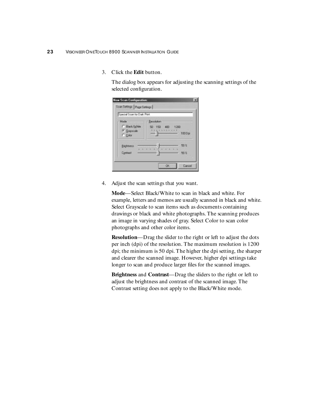 Visioneer manual Visioneer Onetouch 8900 Scanner Installation Guide 