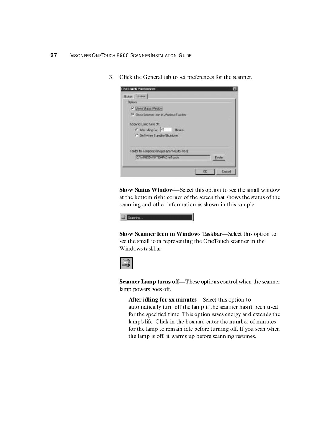 Visioneer manual Visioneer Onetouch 8900 Scanner Installation Guide 