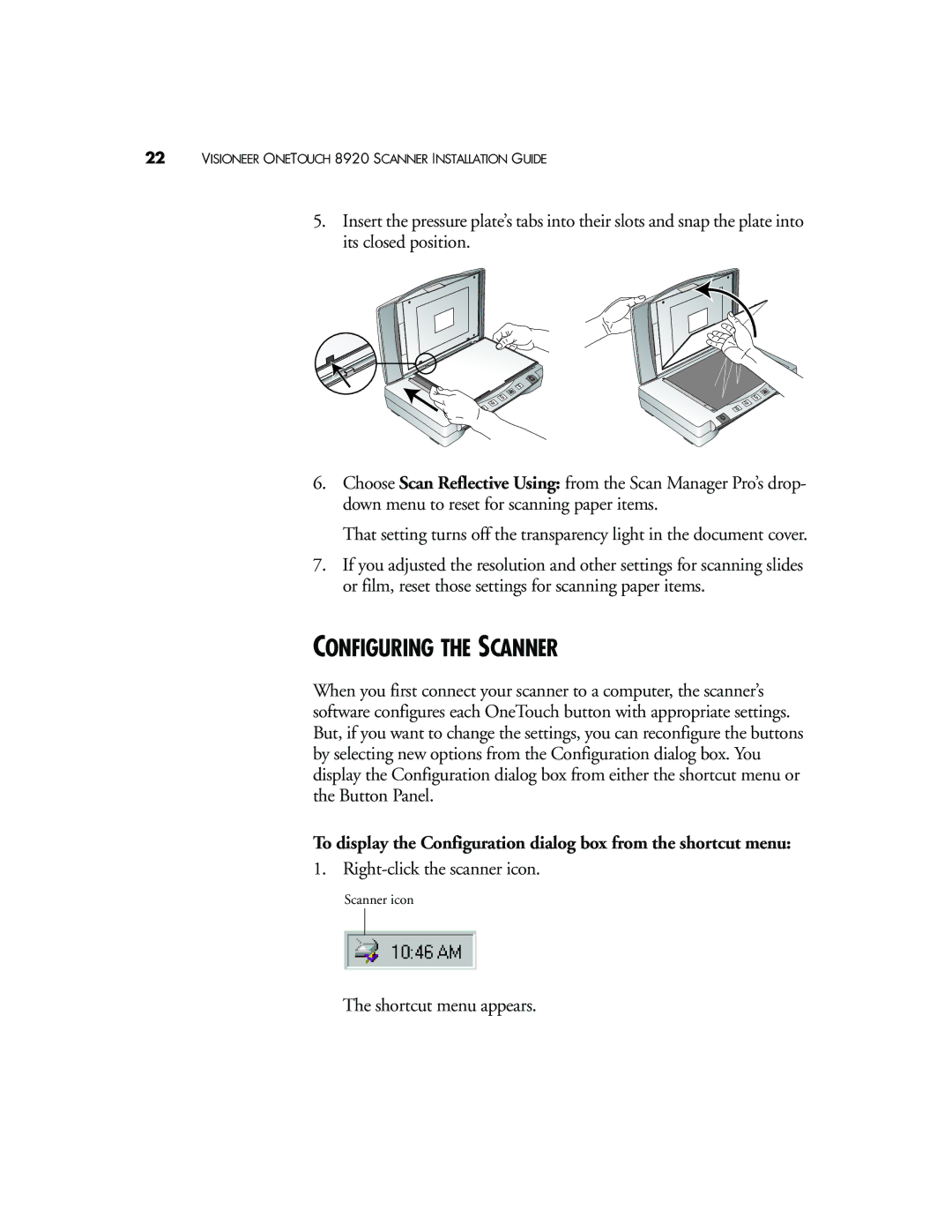 Visioneer 8920 manual Configuring the Scanner 