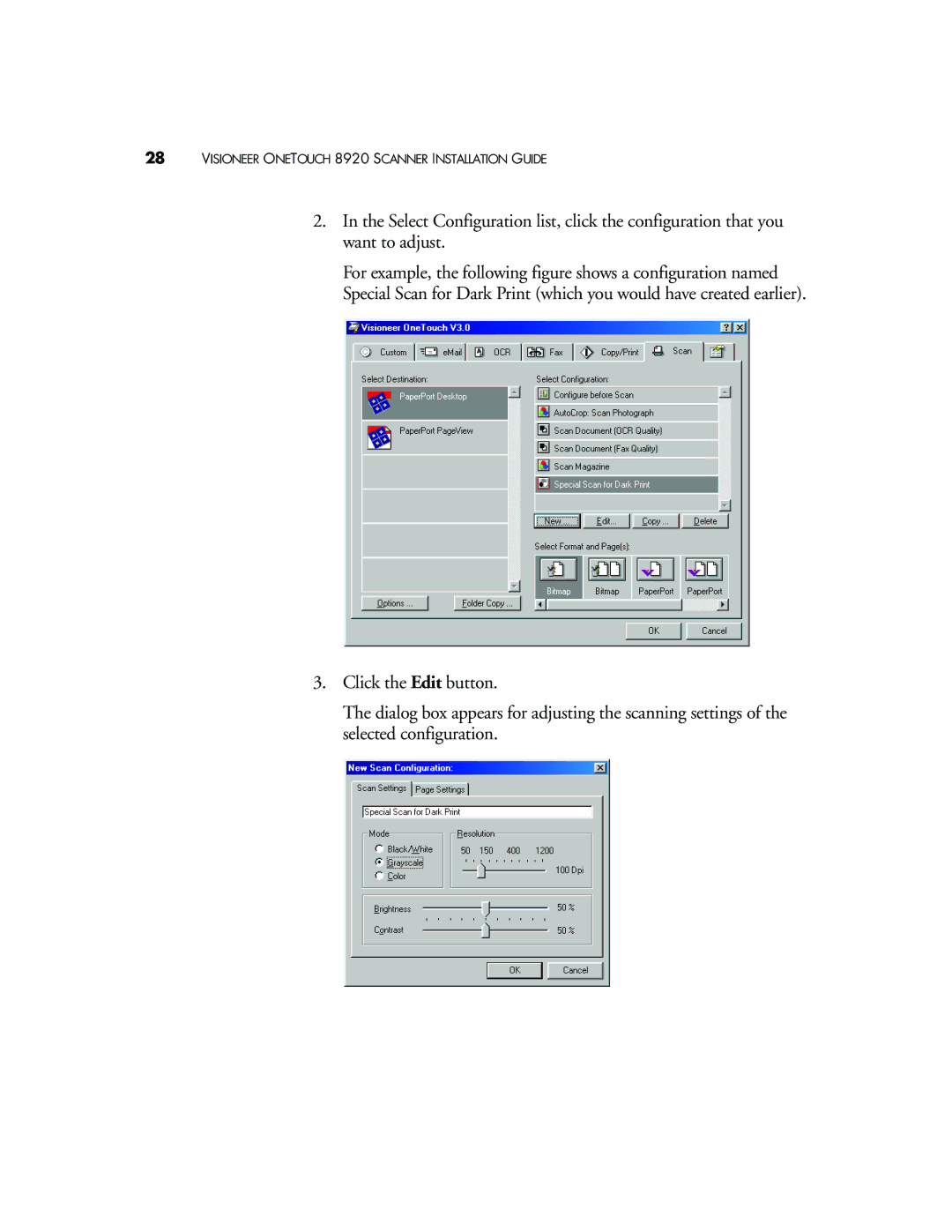 Visioneer manual Visioneer Onetouch 8920 Scanner Installation Guide 