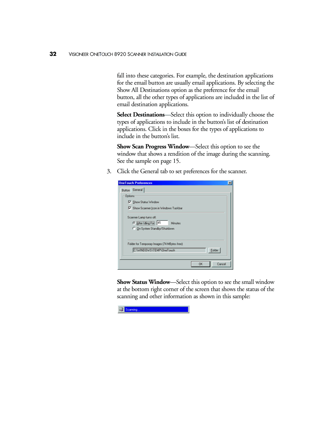 Visioneer manual Visioneer Onetouch 8920 Scanner Installation Guide 