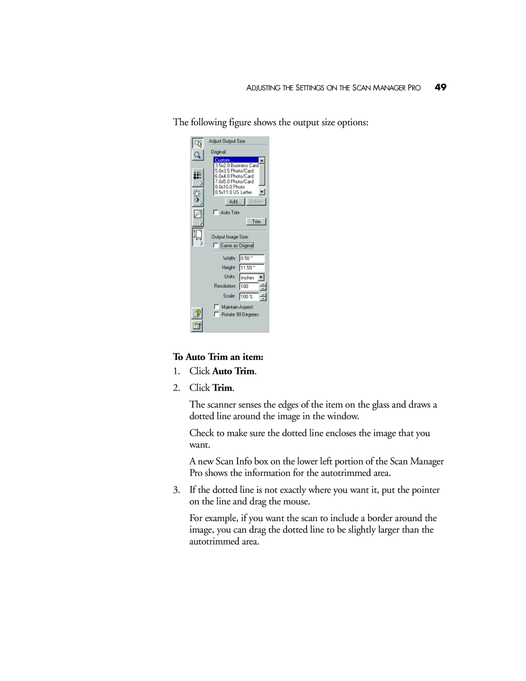 Visioneer 8920 manual To Auto Trim an item Click Auto Trim 