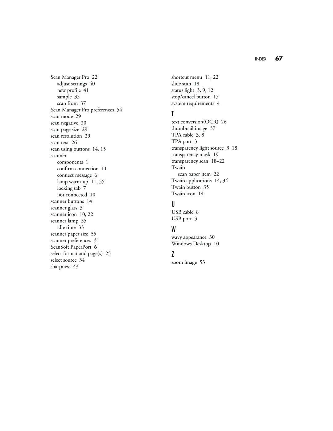 Visioneer 8920 manual Index 